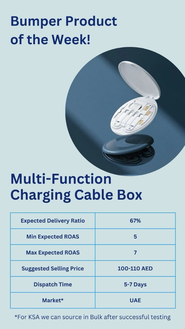 60W Fast Charging Multi-function Charging Cable Storage Box